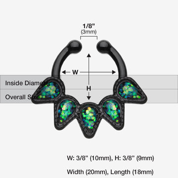 Detail View 1 of Colorline Opal Quinary Spear Fake Septum Clip-On Ring-Black